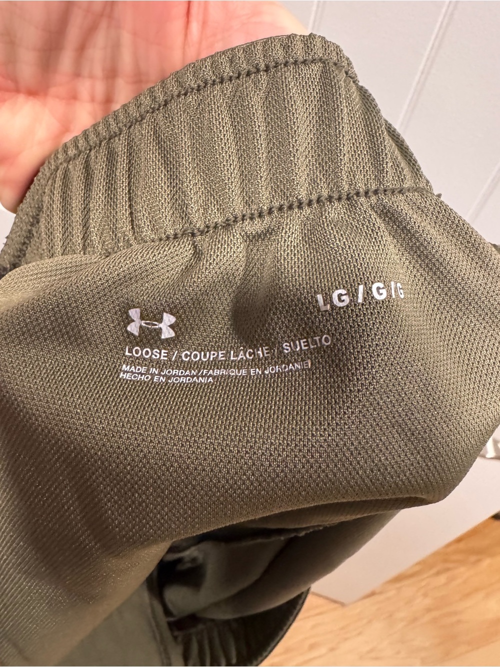 Under Armour Women's Olive Green Athletic Shorts with Black Camo Trim - Picture 3 of 4